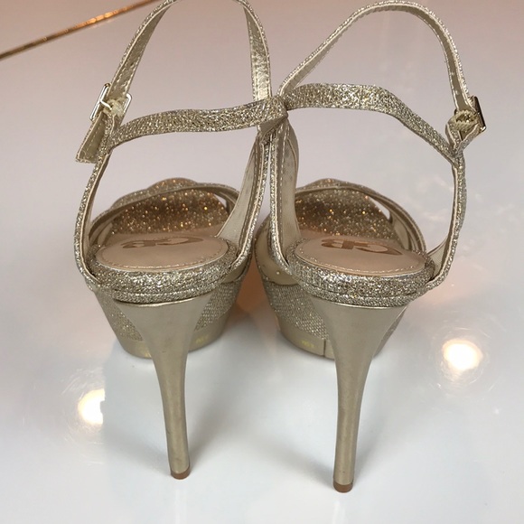 GB GIANNI BINI 8.5M GLITTERY GOLD PLATFORM HEELS - Picture 4 of 8